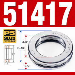 Vòng bi - bạc đạn 51417 (Chặn trục - 85*180*72 mm)