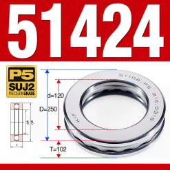 Vòng bi - bạc đạn 51424 (Chặn trục - 120*250*102 mm)