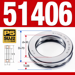 Vòng bi - bạc đạn 51406 (Chặn trục - 30*70*28 mm)