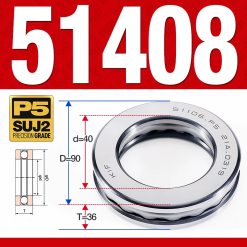 Vòng bi - bạc đạn 51408 (Chặn trục - 40*90*36 mm)