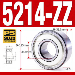 Vòng bi - bạc đạn 5214-ZZ  (Phớt kim loại - 70*125*39,7 mm)