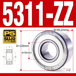 Vòng bi - bạc đạn 5311-ZZ  (Phớt kim loại - 55*120*49,2 mm)