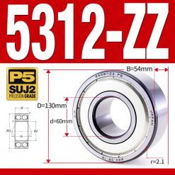 Vòng bi - bạc đạn 5315-ZZ  (Phớt kim loại - 75*160*68.3 mm)