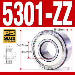 Vòng bi - bạc đạn 5301-ZZ  (Phớt kim loại - 12*37*19 mm)