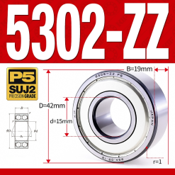 Vòng bi - bạc đạn 5302-ZZ  (Phớt kim loại - 15*42*19 mm)