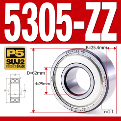 Vòng bi - bạc đạn 5305-ZZ  (Phớt kim loại - 25*62*25.4 mm)