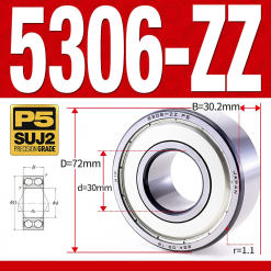 Vòng bi - bạc đạn 5306-ZZ  (Phớt kim loại - 30*72*30.2 mm)