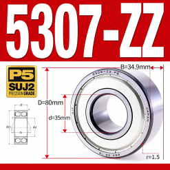 Vòng bi - bạc đạn 5307-ZZ  (Phớt kim loại - 35*80*34.9 mm)