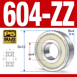 Vòng bi - bạc đạn mini  604-ZZ (Phớt kim loại -  4*12*4 mm)