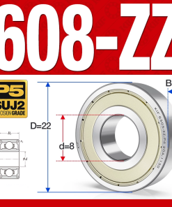 Vòng bi - bạc đạn mini  608-ZZ (Phớt kim loại -  8*22*7 mm)