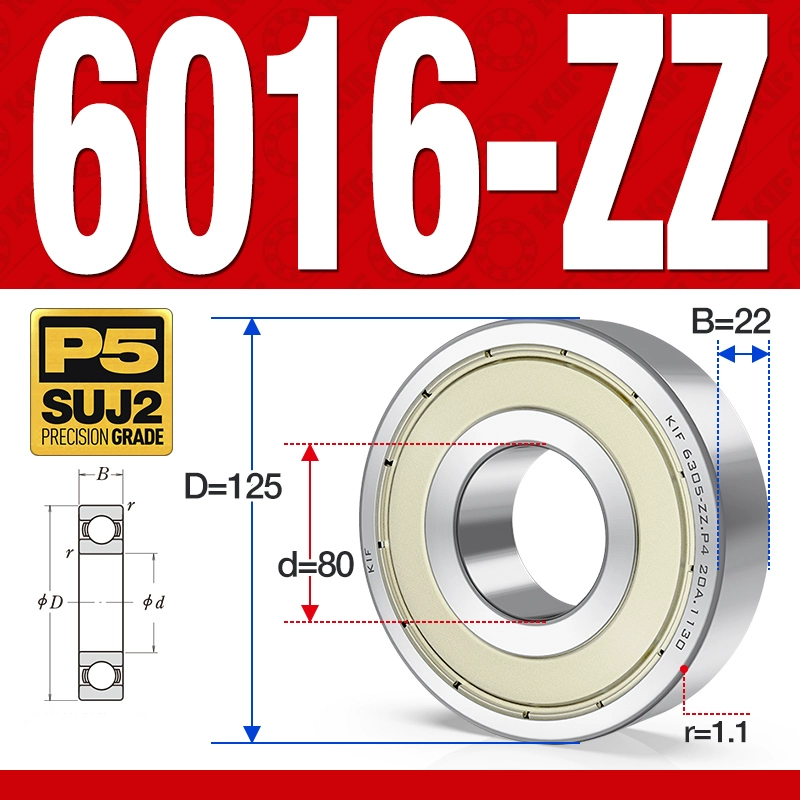 Vòng bi - bạc đạn 6016-ZZ  (Phớt kim loại - 80*125*22 mm)