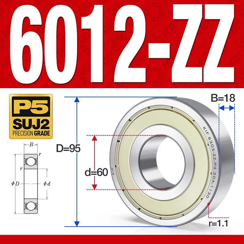 Vòng bi - bạc đạn 6012-ZZ  (Phớt kim loại - 60*95*18 mm)