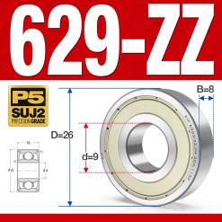 Vòng bi - bạc đạn mini  629-ZZ (Phớt kim loại -  9*26*8 mm)