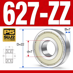 Vòng bi - bạc đạn mini  627-ZZ (Phớt kim loại -  7*22*7 mm)