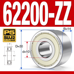 Vòng bi - bạc đạn 62200-ZZ (Bi cầu 2 dãy - Phớt kim loại - 10*30*14 mm)