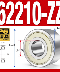 Vòng bi - bạc đạn 62210-ZZ (Bi cầu 2 dãy - Phớt kim loại - 50*90*23 mm)