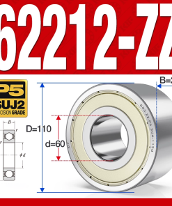 Vòng bi - bạc đạn 62212-ZZ (Bi cầu 2 dãy - Phớt kim loại - 60*110*28 mm)