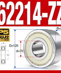 Vòng bi - bạc đạn 62214-ZZ (Bi cầu 2 dãy - Phớt kim loại - 70*125*24 mm)