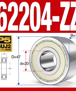 Vòng bi - bạc đạn 62204-ZZ (Bi cầu 2 dãy - Phớt kim loại - 20*47*18 mm)