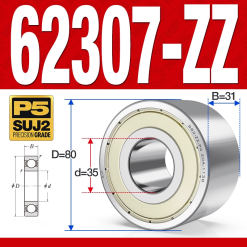 Vòng bi - bạc đạn 62307-ZZ (Bi cầu 2 dãy - Phớt kim loại - 35*80*31 mm)