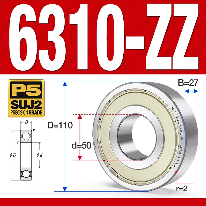 Vòng bi - bạc đạn 6310-ZZ (Phớt kim loại - 50*110*27 mm)