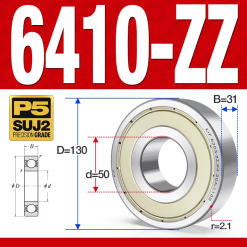 Vòng bi - bạc đạn 6410-ZZ  (Phớt kim loại - 50*130*31 mm)