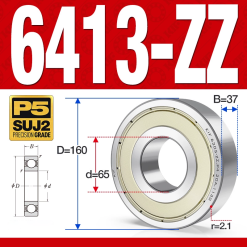 Vòng bi - bạc đạn 6413-ZZ  (Phớt kim loại - 65*160*37 mm)