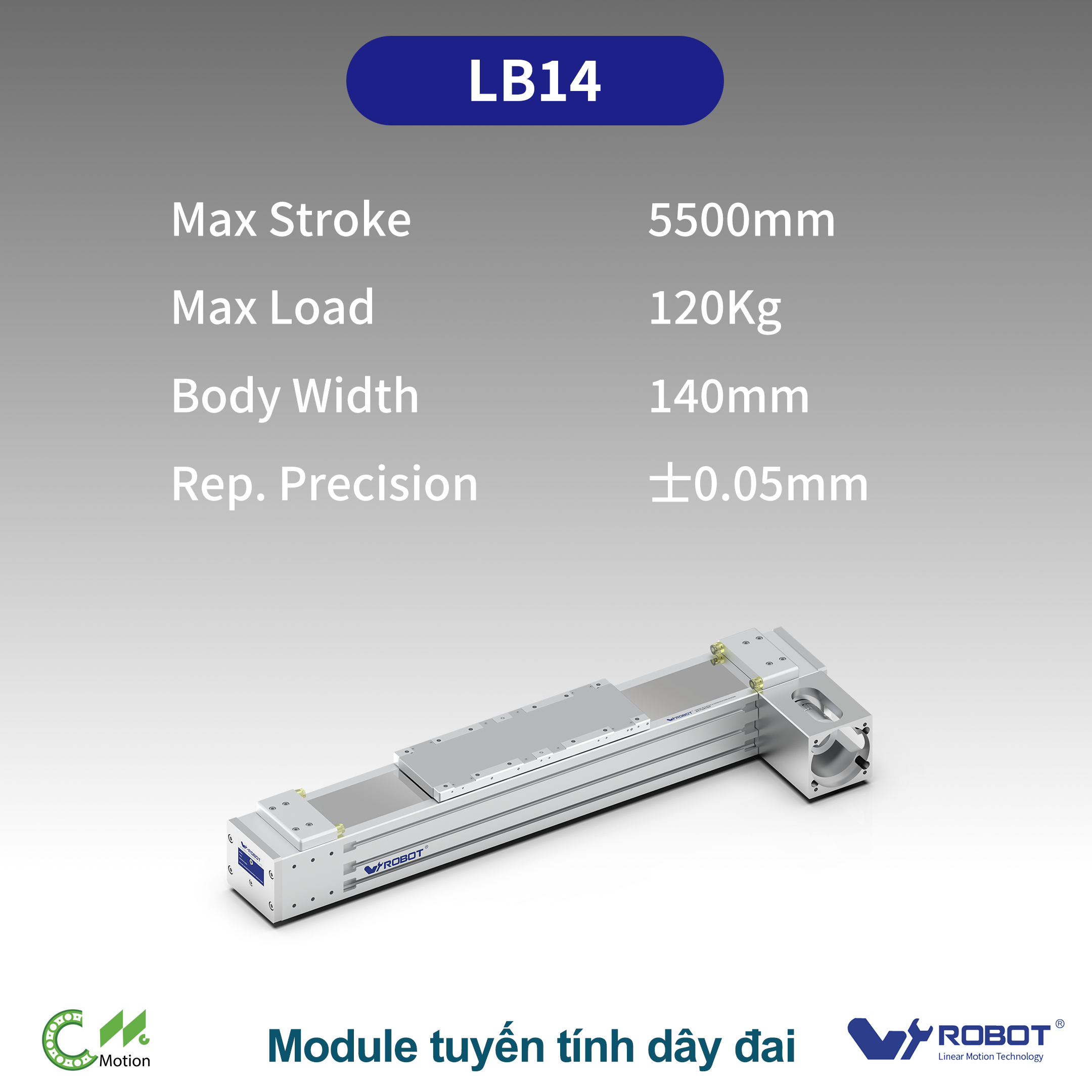 LB14 Module truyền động tuyến tính dây đai Dòng LB (Dẫn hướng tuyến tính đơn)
