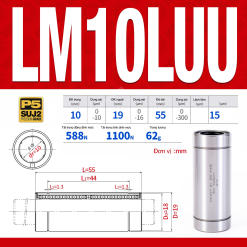 Con trượt tròn thân dài LM10LUU (Bi trượt tròn)