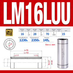 Con trượt tròn thân dài LM16LUU (Bi trượt tròn)