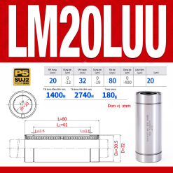 Con trượt tròn thân dài LM20LUU (Bi trượt tròn)