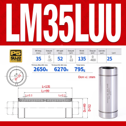 Con trượt tròn thân dài LM40LUU (Bi trượt tròn)