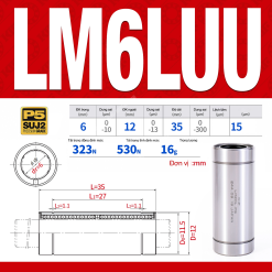 Con trượt tròn thân dài LM6LUU (Bi trượt tròn)