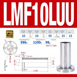 Con trượt tròn mặt bích tròn thân dài LMF10LUU (Bi trượt tròn)