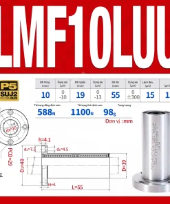 Con trượt tròn mặt bích tròn thân dài LMF10LUU (Bi trượt tròn)