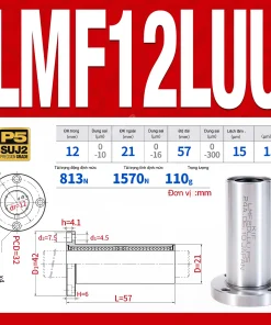 Con trượt tròn mặt bích tròn thân dài LMF12LUU (Bi trượt tròn)
