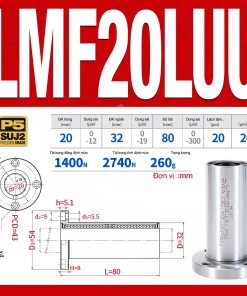 Con trượt tròn mặt bích tròn thân dài LMF20LUU (Bi trượt tròn)