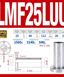 Con trượt tròn mặt bích tròn thân dài LMF25LUU (Bi trượt tròn)