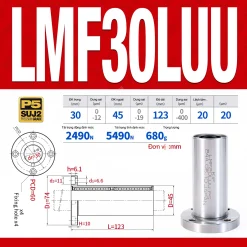 Con trượt tròn mặt bích tròn thân dài LMF30LUU (Bi trượt tròn)