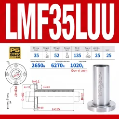 Con trượt tròn mặt bích tròn thân dài LMF35LUU (Bi trượt tròn)