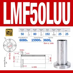 Con trượt tròn mặt bích tròn thân dài LMF50LUU (Bi trượt tròn)