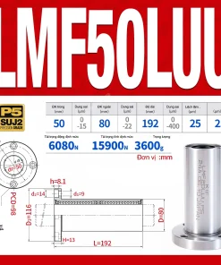 Con trượt tròn mặt bích tròn thân dài LMF50LUU (Bi trượt tròn)