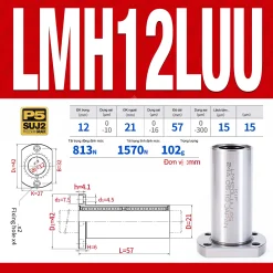 Con trượt tròn mặt bích Oval thân dài LMH18LUU (Bi trượt tròn)