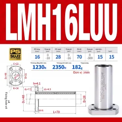 Con trượt tròn mặt bích Oval thân dài LMH16LUU (Bi trượt tròn)