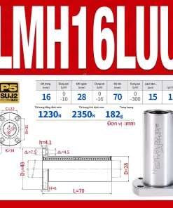 Con trượt tròn mặt bích Oval thân dài LMH16LUU (Bi trượt tròn)