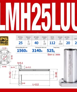 Con trượt tròn mặt bích Oval thân dài LMH25LUU (Bi trượt tròn)