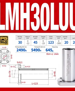 Con trượt tròn mặt bích Oval thân dài LMH30LUU (Bi trượt tròn)