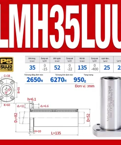 Con trượt tròn mặt bích Oval thân dài LMH35LUU (Bi trượt tròn)