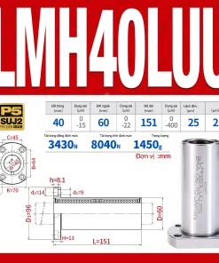 Con trượt tròn mặt bích Oval thân dài LMH40LUU (Bi trượt tròn)