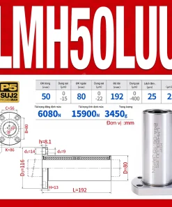 Con trượt tròn mặt bích Oval thân dài LMH50LUU (Bi trượt tròn)